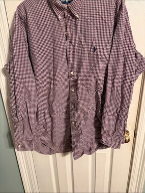 Ralph Lauren Pink and Blue Checked Button-Down Shirt